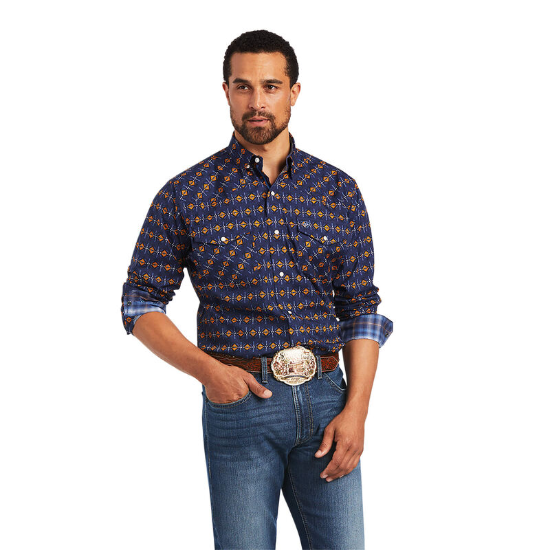 Camisas Ariat Relentless Steeled Stretch Classic Fit Snap Azul Marino/Marrones Hombre - Chile 850-DZ